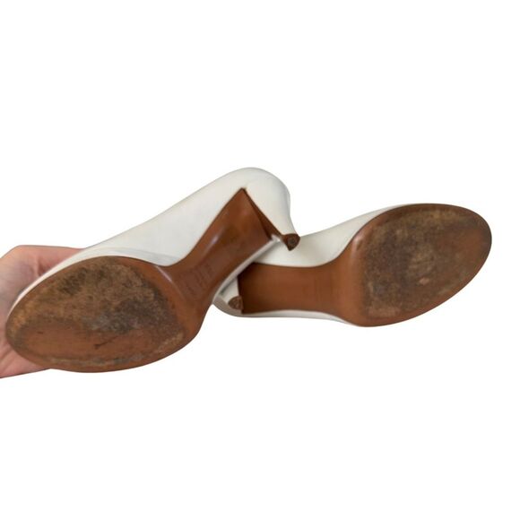 Sergio Rossi Ivory & Olive Green Strappy Peep-Toe Heels - Size 38.5 Euro 8.5 US - Picture 11 of 11